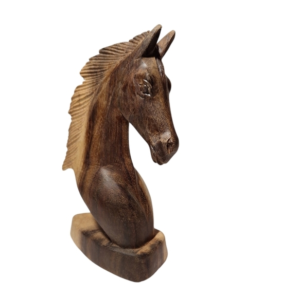 Vintage Hand Carved Teak Horse Head - Picture 3 of 12